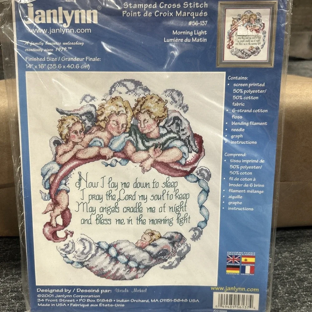 Janlynn Stamped Cross Stitch Kit‎ Morning Light Now I Lay Me Down To Sleep New